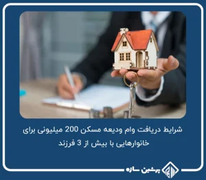 شرایط دریافت وام ودیعه مسکن 200 میلیونی برای خانوارهایی با بیش از 3 فرزند