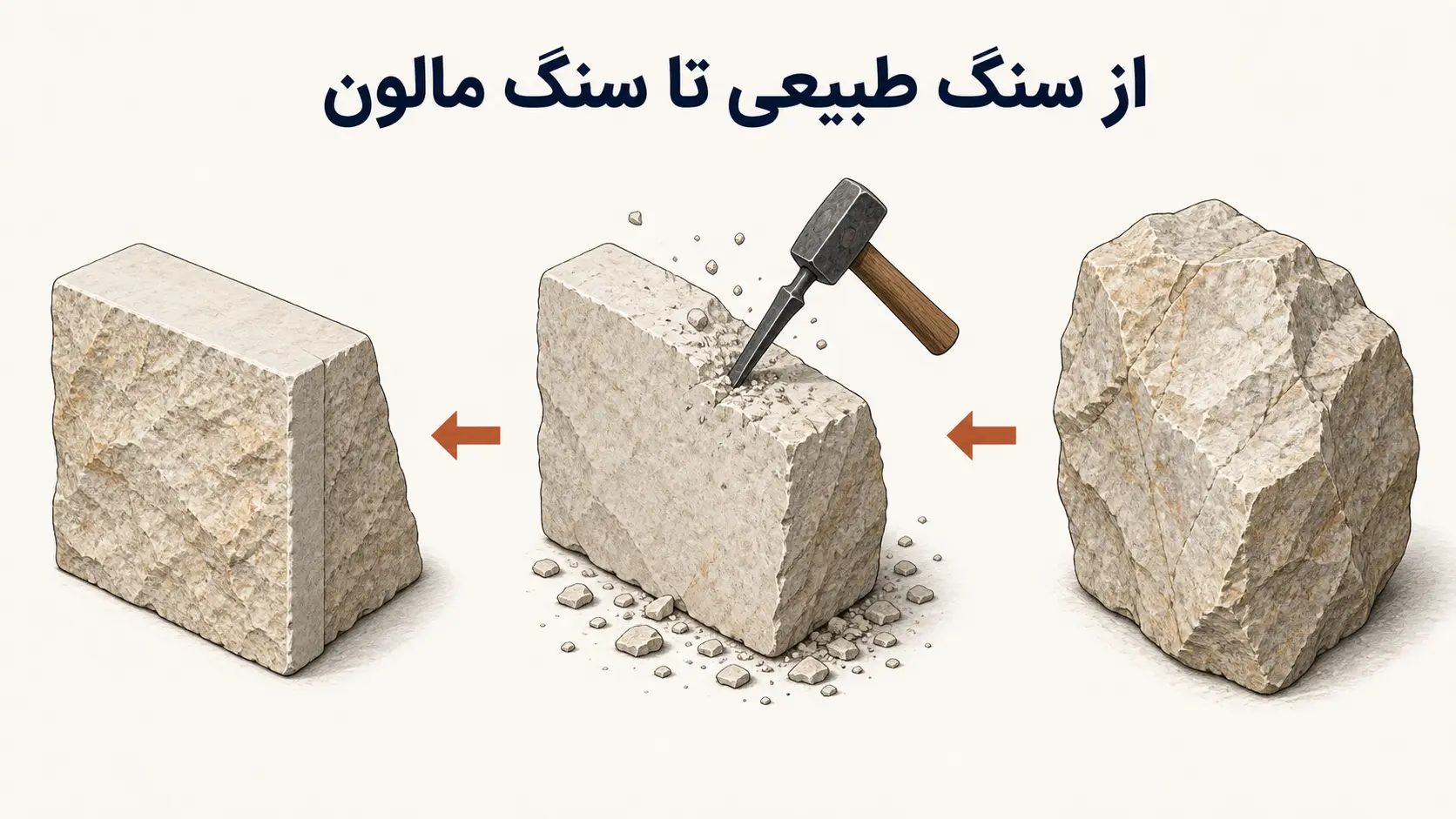 مراحل تبدیل سنگ طبیعی به سنگ مالون تراشخورده